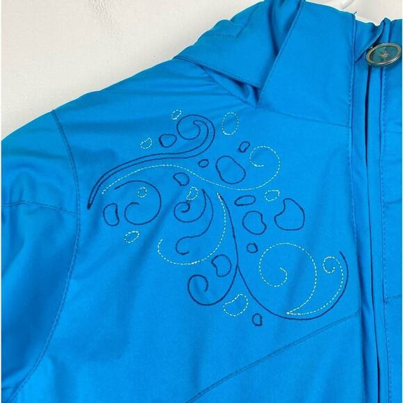 SPYDER Girls Blue Hooded Jacket with Embroidery - Size 12 - Picture 8 of 10